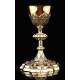 Very Beautiful Solid Silver Chalice with Amethysts on the Base and Contrasts. France, XIX Century