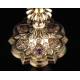 Very Beautiful Solid Silver Chalice with Amethysts on the Base and Contrasts. France, XIX Century