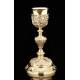 Important Bishop's Chalice in Solid Silver with Carved Decoration. France, XIX Century