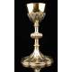 Impressive Chalice with Paten in solid silver. France, XIX Century