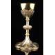 Impressive Chalice with Paten in solid silver. France, XIX Century