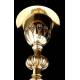 Impressive Chalice with Paten in solid silver. France, XIX Century