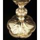 Impressive Chalice with Paten in solid silver. France, XIX Century