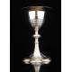 Spectacular Chalice and Paten Set in Solid Silver Contrasted. France, Circa 1900