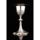 Spectacular Chalice and Paten Set in Solid Silver Contrasted. France, Circa 1900