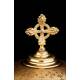 Beautiful Eucharistic Ciborium in solid silver and brass. France, XIX Century