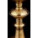 Beautiful Eucharistic Ciborium in solid silver and brass. France, XIX Century