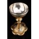 Beautiful Eucharistic Ciborium in solid silver and brass. France, XIX Century