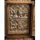 Antique Tabletop Triptych in Wood and Embossed Silver. Circa 1900