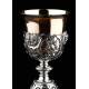 Beautiful Set of Chalice and Silver Paten with Contrasts. France, XIX Century