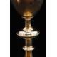 Beautiful Solid Silver Chalice and Paten Set with Embroidered Palia. France, XIX Century