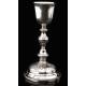 Antique Solid Silver Chalice and Paten Set. France, XIX Century