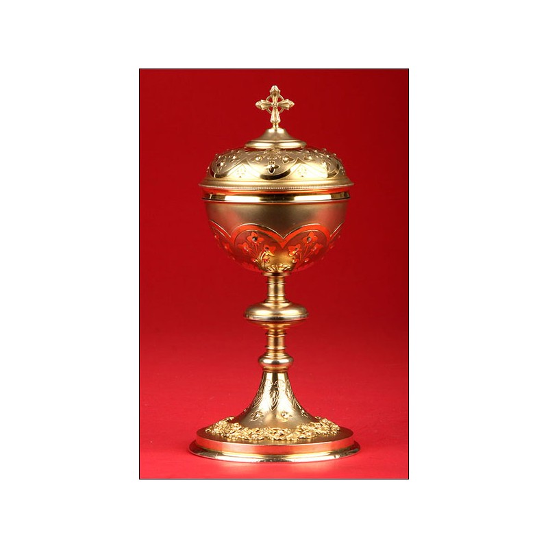 Magnificent Solid Silver Gilded Ciborium. France, XIX Century.