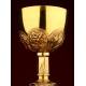 Elegant Antique Chalice in Solid Silver Gilt and Rhinestones, Circa 1870.