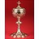 Extraordinary French Solid Silver Ciborium. XIX Century.