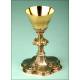 Magnificent French Neo-Gothic Chalice in Silver and Enamel. XIX CENTURY.