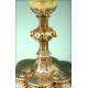 Magnificent French Neo-Gothic Chalice in Silver and Enamel. XIX CENTURY.