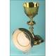 Chalice in Solid Silver Vermeil, Precious Stones and Enamels. France, XIX Century