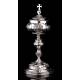 Precious Eucharistic Ciborium in Solid Silver with Contrasts. Barcelona, XIX Century