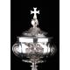 Precious Eucharistic Ciborium in Solid Silver with Contrasts. Barcelona, XIX Century