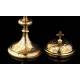 Elegant Solid Silver Contrasted Silver Ciborium, Hand Carved. France, XIX Century