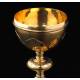 Elegant Solid Silver Contrasted Silver Ciborium, Hand Carved. France, XIX Century