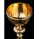 Elegant Solid Silver Contrasted Silver Ciborium, Hand Carved. France, XIX Century