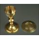 French Set of Chalice with Paten. Silver and Gilded Bronze, XIX Century. Original Case