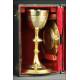 French Set of Chalice with Paten. Silver and Gilded Bronze, XIX Century. Original Case