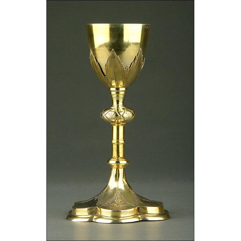 Antique French Chalice in Gilded Silver. XIX Century. Contrasted in all ...