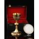 Beautiful Set of Chalice and Paten in Contrasted Silver. France, XIX Century