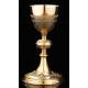 Beautiful Set of Chalice and Paten in Contrasted Silver. France, XIX Century