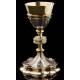 Spectacular Chalice with Paten, both in Solid Silver Contrasted. France, 1890-1910