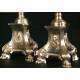 Pair of church candlesticks in nickel silver. XIX Century