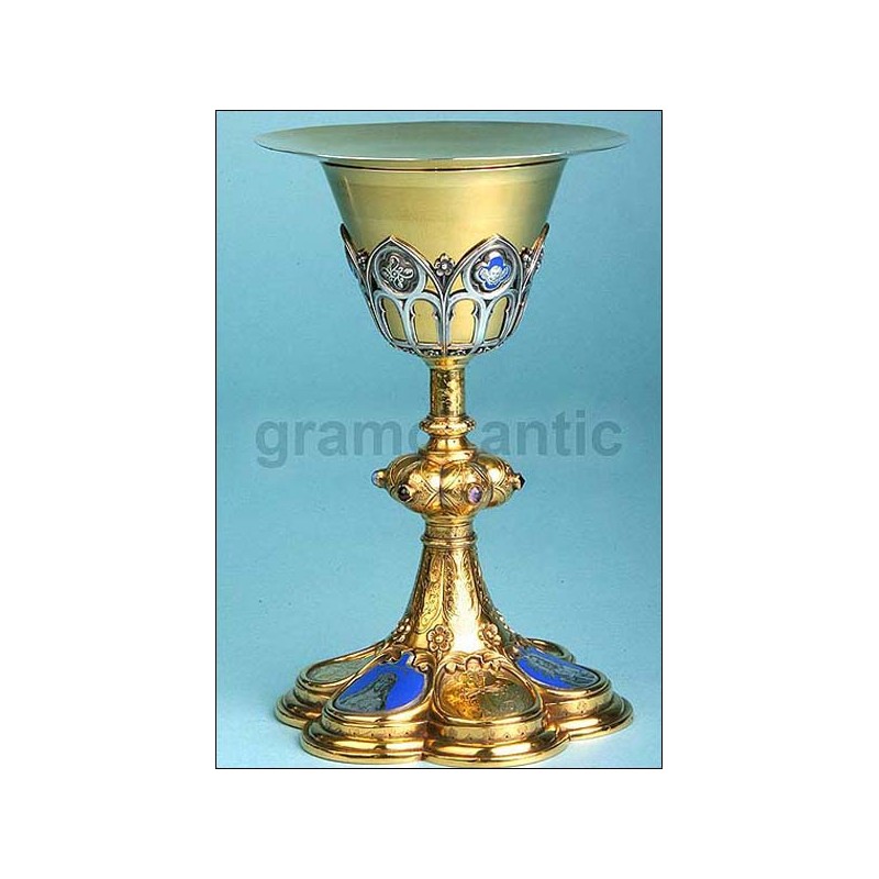 Neo-Gothic chalice. Enjoyed. Duprez. France. S. XIX. Circa 1870