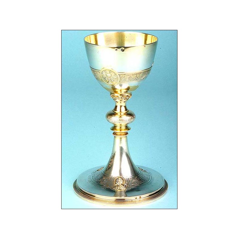 Antique solid silver chalice. 19th century. France.