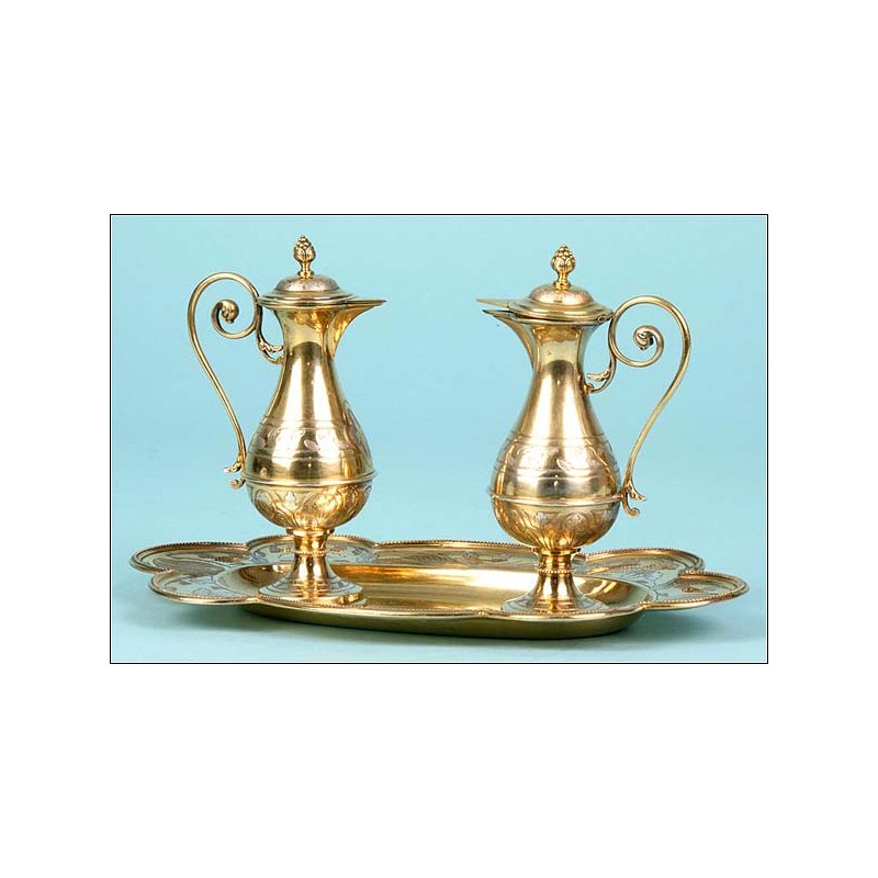 Church vases in solid sterling silver. XIX CENTURY.