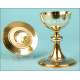 Precious chalice and paten with case, France S.XIX.