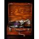 Antique Wooden Portable Gramophone. England, 1920s