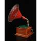 Antique horn gramophone of Classical Stylized Design. Central Europe, Circa 1920