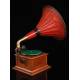 Antique horn gramophone of Classical Stylized Design. Central Europe, Circa 1920