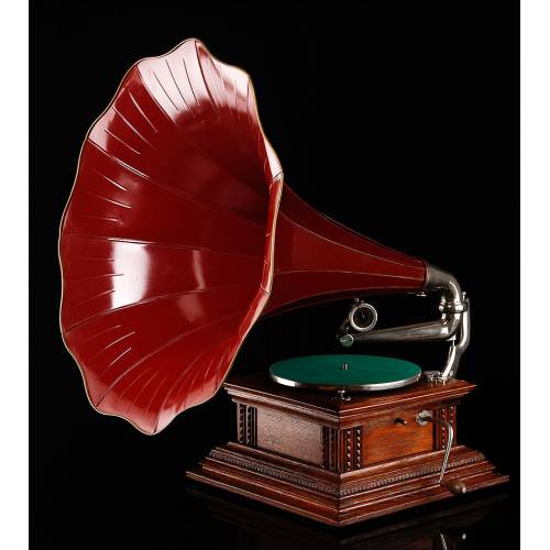 Impresionante Gramófono de Trompeta HMV Monarch. Edición de Lujo. Inglaterra, Circa 1915