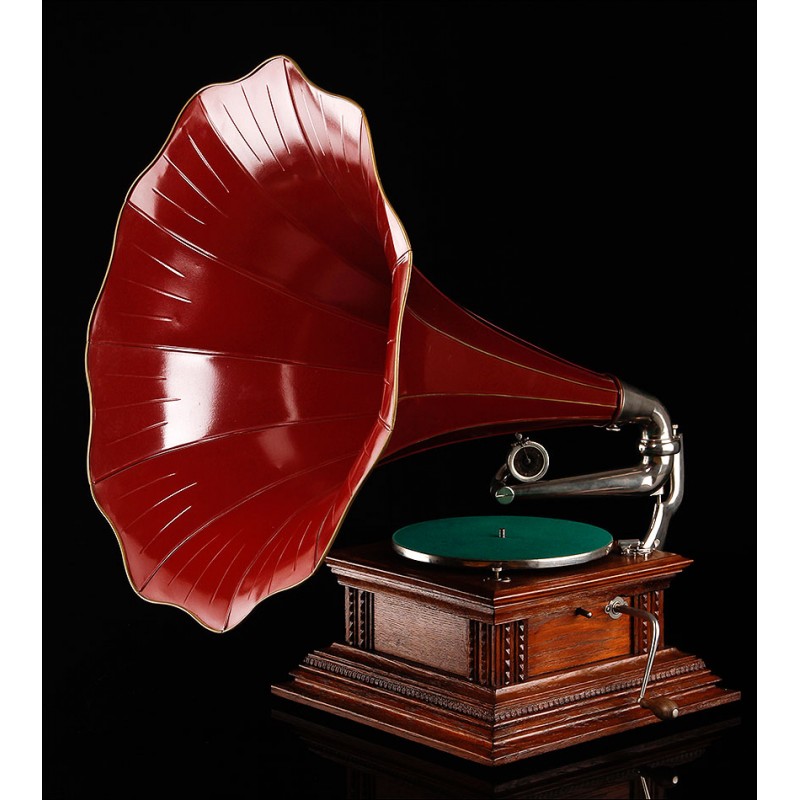 Impresionante Gramófono de Trompeta HMV Monarch. Edición de Lujo. Inglaterra, Circa 1915