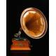 Antique horn gramophone from the beginning of the 20th Century. Central Europe, 1915