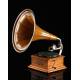 Antique horn gramophone from the beginning of the 20th Century. Central Europe, 1915