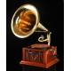 Antique horn gramophone in excellent condition. Central Europe, Circa 1915