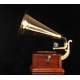 Antique horn gramophone in excellent condition. Central Europe, Circa 1915