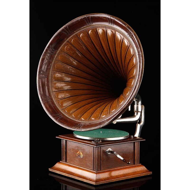 Magnífico Gramófono de Trompeta HMV en Excelente Estado. Gran Bretaña, 1905-10