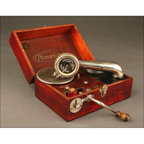 Original Gramófono de viaje Phonophonette,1925.