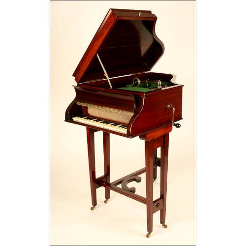 Extraordinarily rare Columbia Gramophone with Piano Form. Mahogany wood.